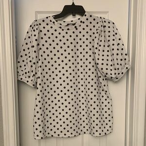 SHEIN Maternity Large Polka Dot Puff Sleeve white  Top